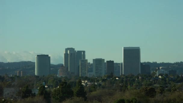 Zeitraffer Antenne Tag Nacht Ansicht Landschaft Century City Los Angeles — Stockvideo