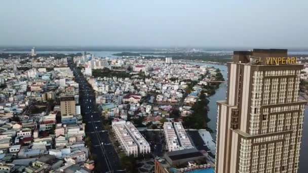 Letecký Pohled Krouží Kolem Hotelu Vinpearl Can Tho Vietnam Dne — Stock video