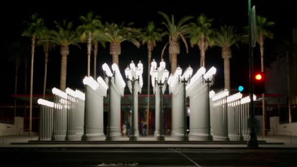Хронология Городского Света Криса Бурдена Арт Инсталляция Лос Анджелес Калифорния — стоковое видео