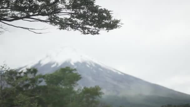 在寒冷多云的日子里 在乡间的一座火山上拍到了潘的照片 — 图库视频影像