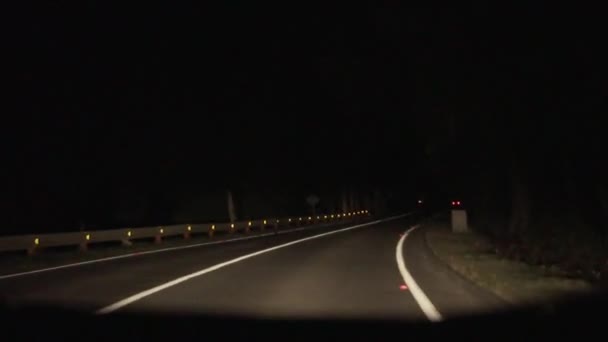 Campo Carretera Naturaleza Disparado Desde Interior Coche Movimiento Disparo Nocturno — Vídeo de stock