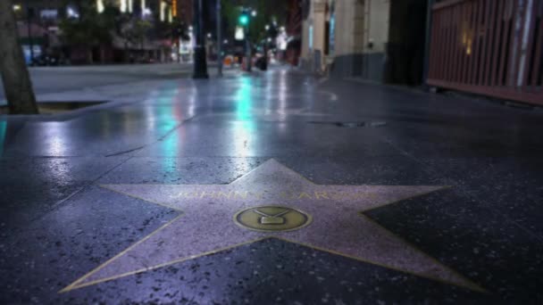 Timelapse Van Johnny Carsons Ster Walk Fame Los Angeles California — Stockvideo