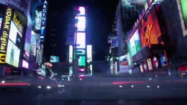 Timelapse Del Tráfico Nocturno Times Square Manhattan Nueva York — Vídeos de Stock