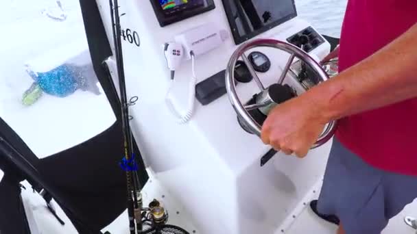 View Fisherman Steering Boat — ストック動画