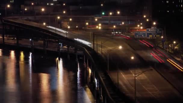 Timelapse Fdr East River Conduce Tráfico Manhattan Nueva York — Vídeos de Stock