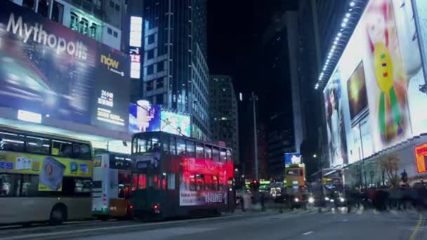 ダブルデッキバスでの交通のタイムラプス 九龍香港 — ストック動画