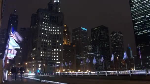 Timelapse Michigan Avenue Traffic Facing Library Chicago Illinois — Stock Video