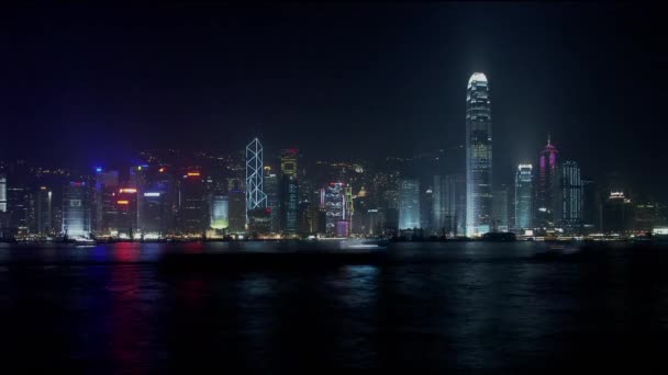Tijdspanne Van Nachtelijke Skyline Kowloon Hong Kong — Stockvideo