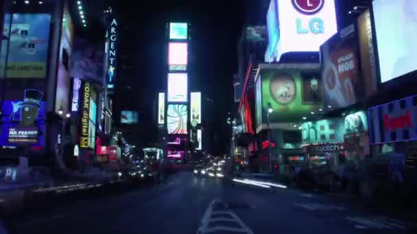 Timelapse Dia Noite Cintilação Efeito Times Square Manhattan New York — Vídeo de Stock