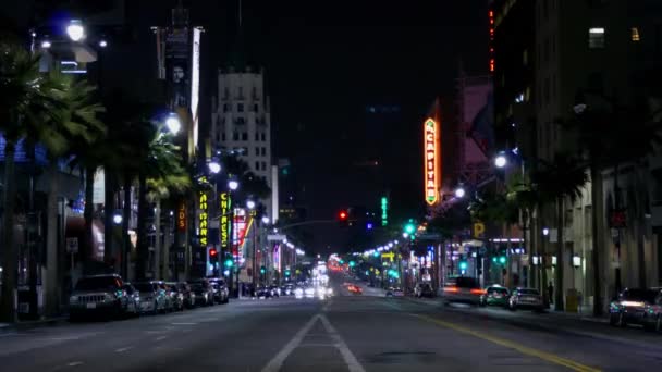 Timelapse Capitan Theatre Traffic Hollywood Boulevard Los Angeles California — Vídeos de Stock