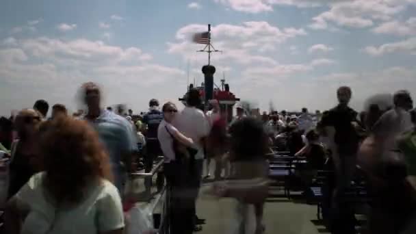 Timelapse Pov Färjan Till Liberty Island New York — Stockvideo