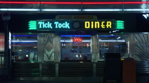 纽约曼哈顿餐馆和交通的时间 — 图库视频影像