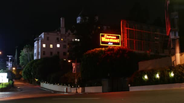 Timelapse Van Chateau Marmont Verkeer Sunset Boulevard Los Angeles Californië — Stockvideo