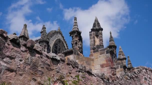 Rosslynská Kaple Filmu Vinci Code Movie Poblíž Edinburghu Skotsko — Stock video