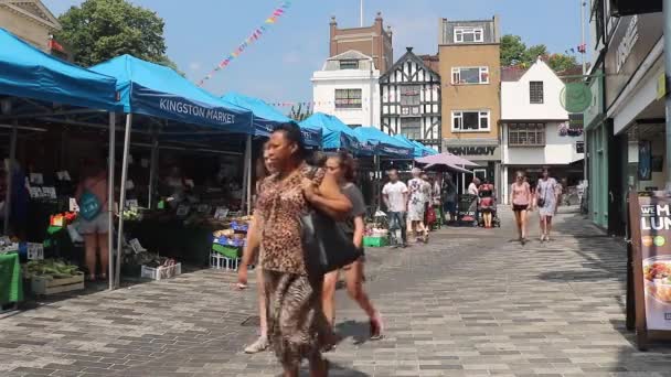 Der Zentrale Marktplatz Kingston Thames Surrey England Kingston Thames Surrey — Stockvideo