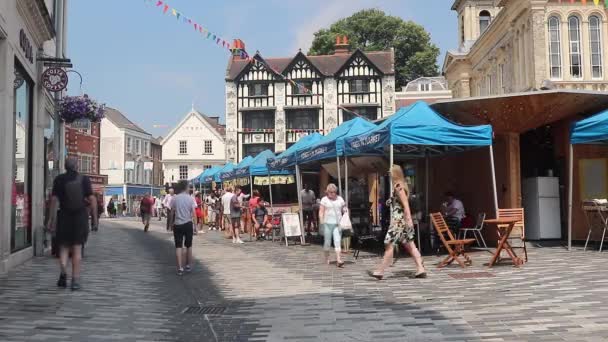 Praça Central Mercado Kingston Thames Surrey Inglaterra Kingston Thames Surrey — Vídeo de Stock