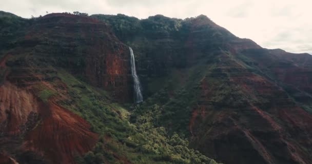 Zdjęcia Dronów Kauai Wodospad Waimea Canyon — Wideo stockowe