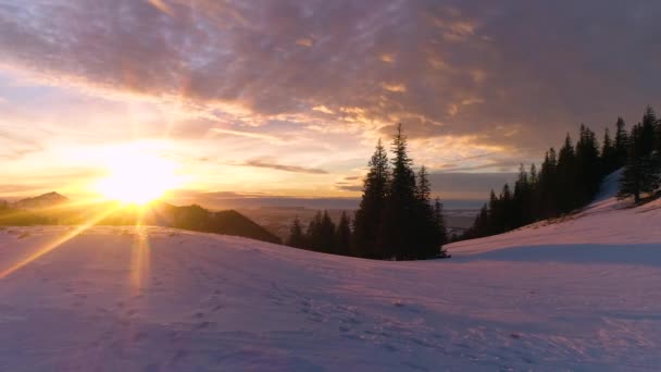 昨年の冬からのバイエルンアルプスの美しい夕日 — ストック動画
