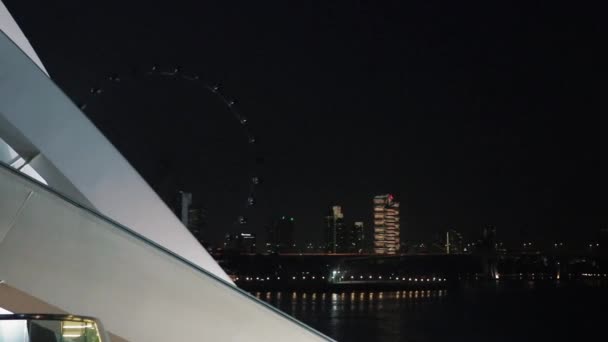 Stadt Lichter Der Bucht Der Nacht Singapore — Stockvideo