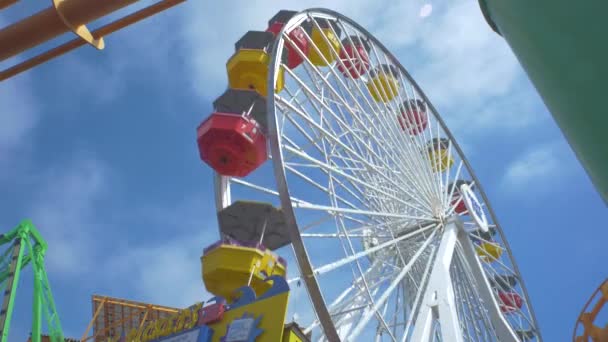 Santa Monica Pier Ferris Wheel Санта Моніка Пляж Розваг — стокове відео
