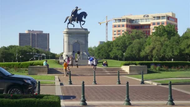 Video Teksas Houston Daki Sam Houston Anıtı Ndaki Turistlerin Zaman — Stok video