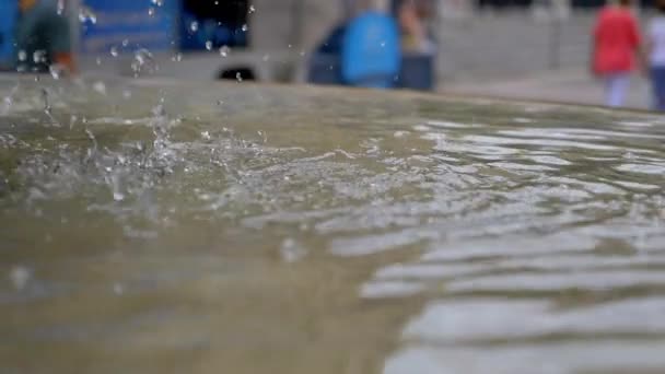Slow Motion Drop Water Falling Fountain Budapest — Stock Video