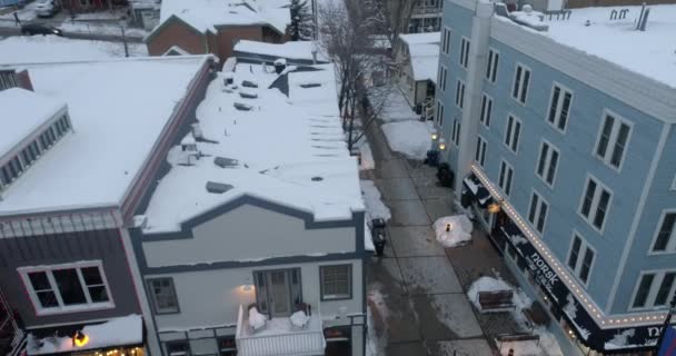 Aerial Drone Shot Slowly Descending Streets Park City Sundance Film — Stock Video