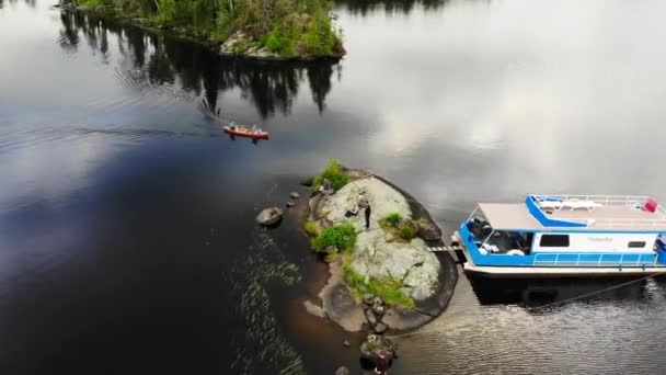 Drone Shot Calm Birch Lake Minnesota — Stok Video