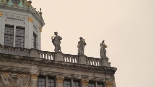 Edificio Del Centro Città Con Statue Nella Città Bruxelles Belgio — Video Stock