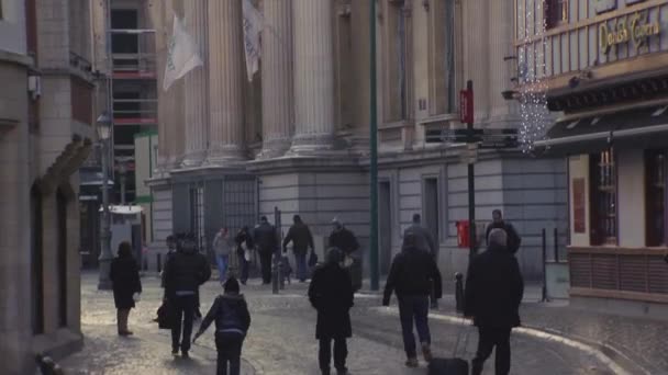 Belebte Fußgängerzone Der Innenstadt Von Brüssel Belgien — Stockvideo