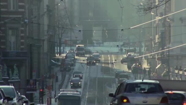 Κτίριο Downtown Στην Πόλη Των Βρυξελλών Βέλγιο — Αρχείο Βίντεο