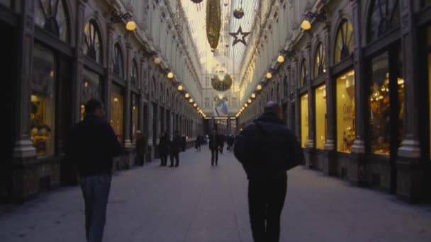 Busy Downtown Walking Street Dans Ville Bruxelles Belgique — Video