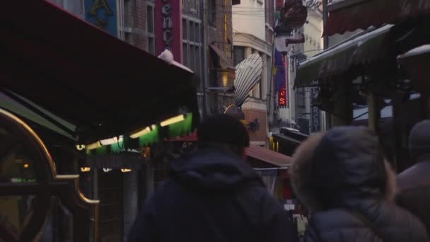 Busy Downtown Walking Street Staden Bryssel Belgien — Stockvideo