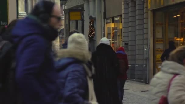 Busy Downtown Walking Street City Brussels Bélgica — Vídeo de Stock