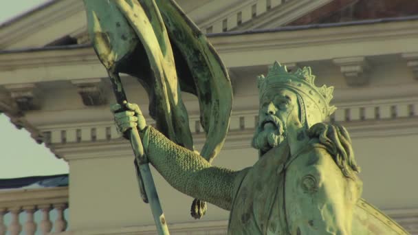 Edificio Del Centro Con Estatuas Ciudad Bruselas Bélgica — Vídeos de Stock