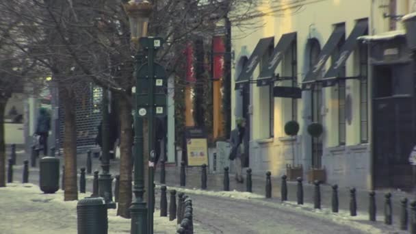 Busy Downtown Walking Street City Brussels Bélgica — Vídeo de Stock