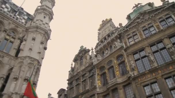 Городское Здание Статуями Городе Брюсселе Бельгия — стоковое видео