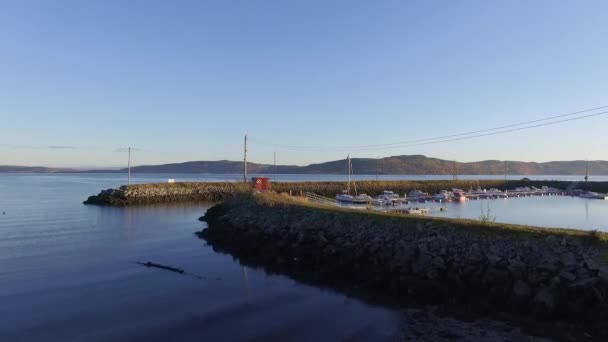 Antena Barcos Puerto Noruego — Vídeo de stock