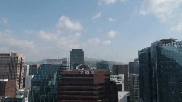 Cloudy Time Lapse Skyscrapers Downtown Seoul South Korea — Stock Video