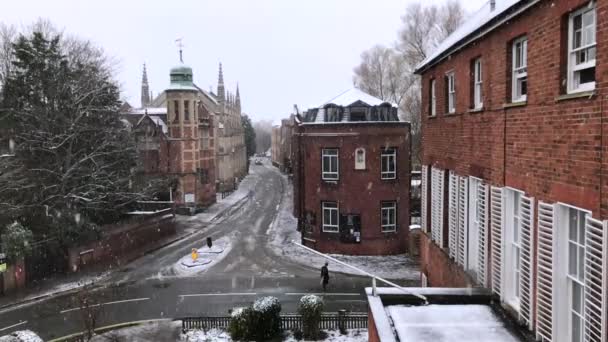 Schneesturm Eton College — Stockvideo