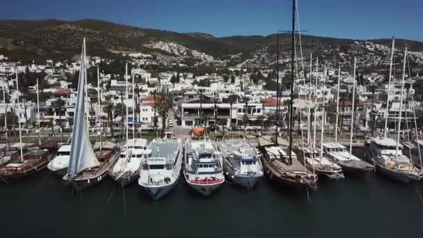 Türkiye Deki Bodrum Limanı Nın Insansız Hava Aracı Görüşleri — Stok video