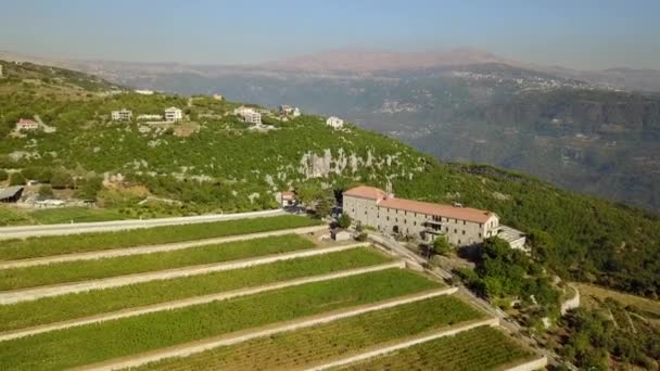 Drone Vliegend Rond Klooster Batroun Libanon — Stockvideo