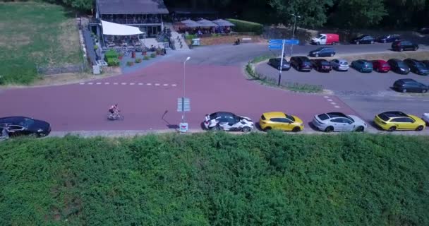 Ciclista Carretera Drone — Vídeos de Stock