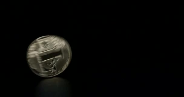Spinning Litecoin Beweegt Zwarte Achtergrond Slow Motion — Stockvideo