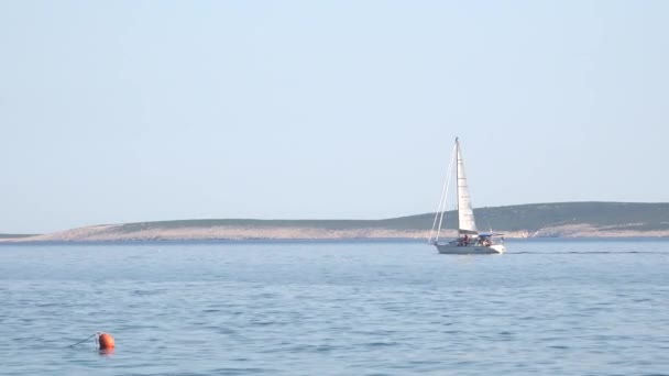 Sailboat Sailing Open Sea — стоковое видео