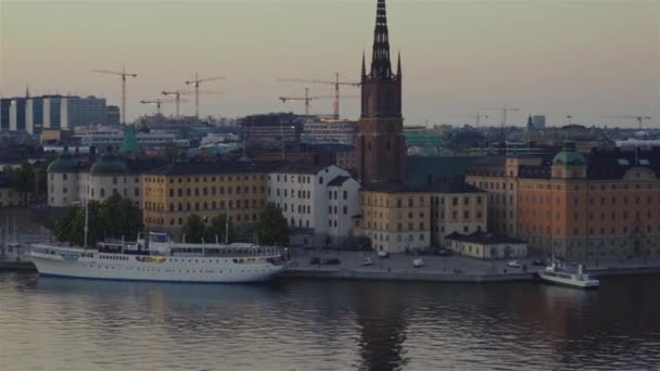 Stockholm Óvárosi Tengerpartja Naplementekor — Stock videók