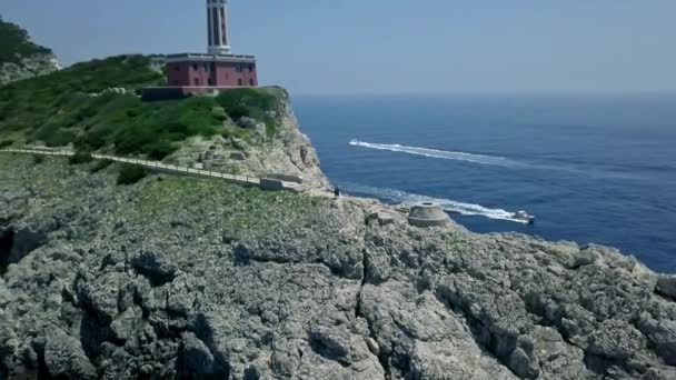 Phare Rivage Rocheux Sur Île Capri Italie — Video