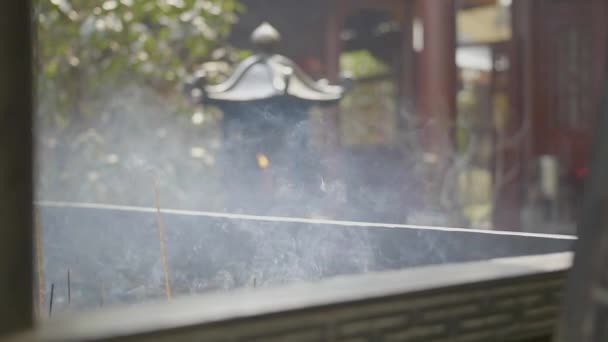 Slow Motion Incense Smoke Rising Ashes — Stock Video