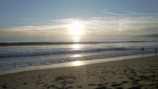 Sunset Santa Monica Beach Pacific Park California Ocean View — Stock Video