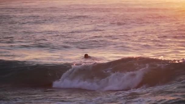 Slow Motion Wschód Słońca Sydney Bondi Plaża Różowy Złoty Fale — Wideo stockowe